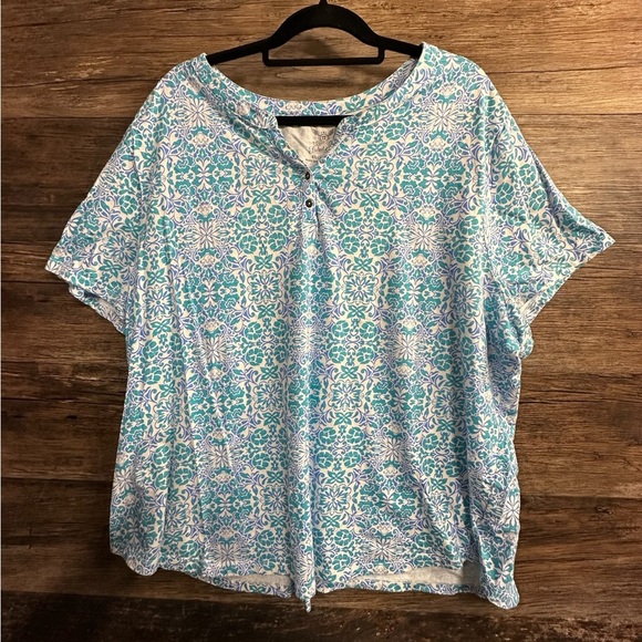 Faded Glory Blue Boxy Blouse Relaxed Fit - Picture 1 of 7